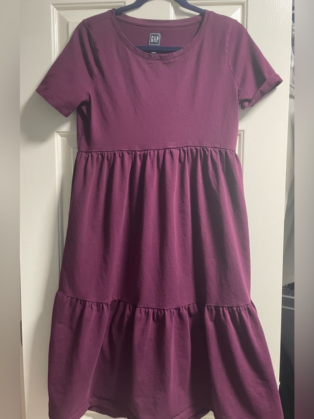 GAP Maternity Tiered Dress in Plum